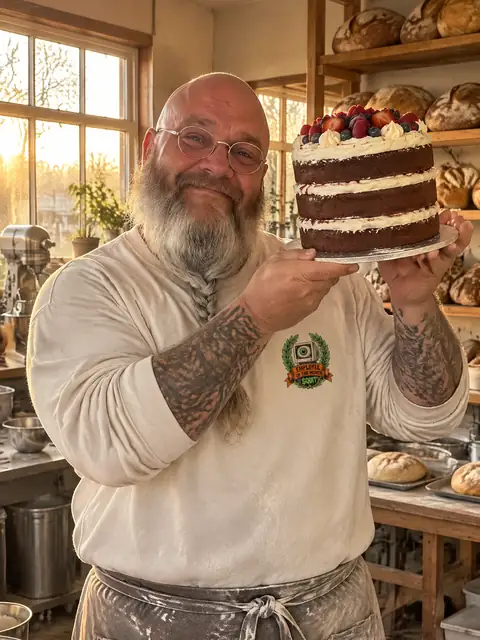 Big Randy Bakes wearing H08 Employee of the Month Crewneck.