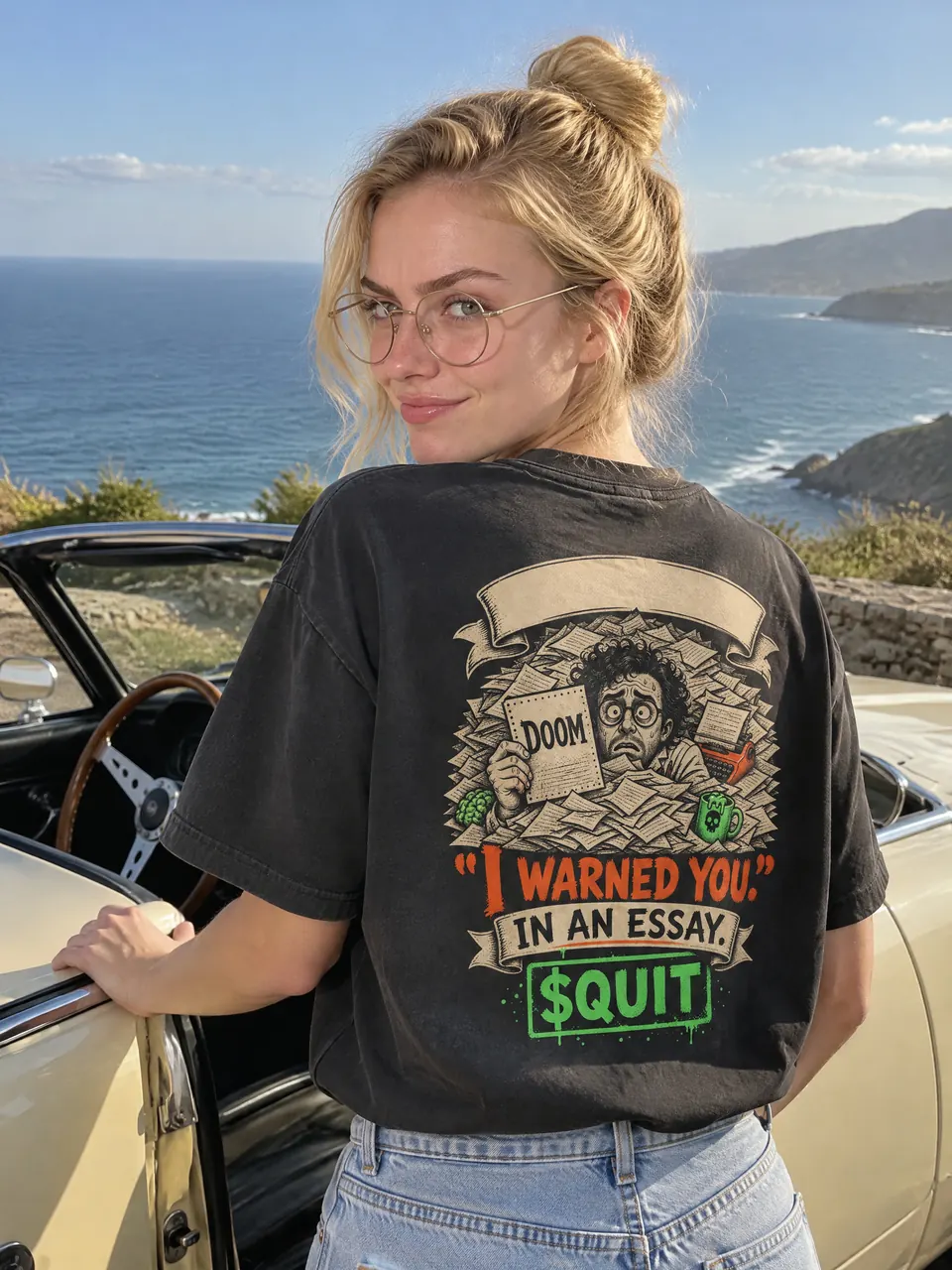 Destiny wearing the I Warned You Tee