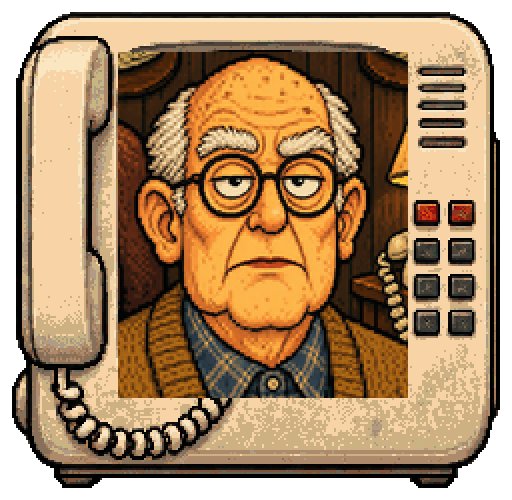 Gary's Dad, the desk-phone portrait from the show.