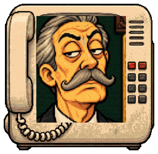 Edward, the desk-phone portrait from the show.