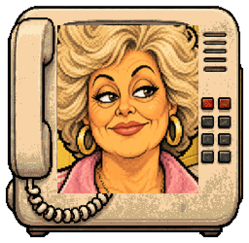 Maxx's Mom, the desk-phone portrait from the show.