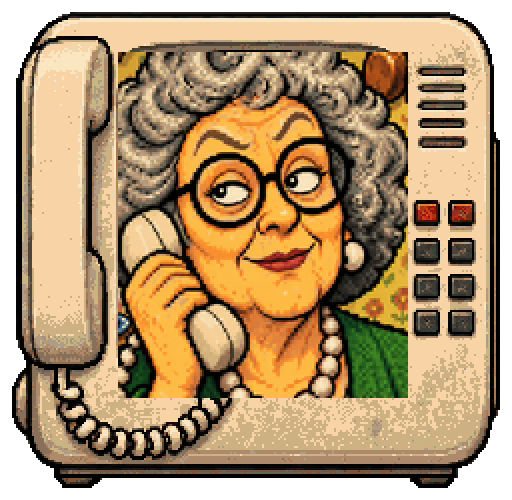 Gary's Mum, the desk-phone portrait from the show.